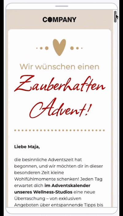 Beispiel von responsivem Design einer Weihnachtsmail-Vorlage